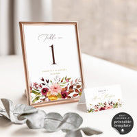 Ambra | Fall Wedding Table Numbers Printable