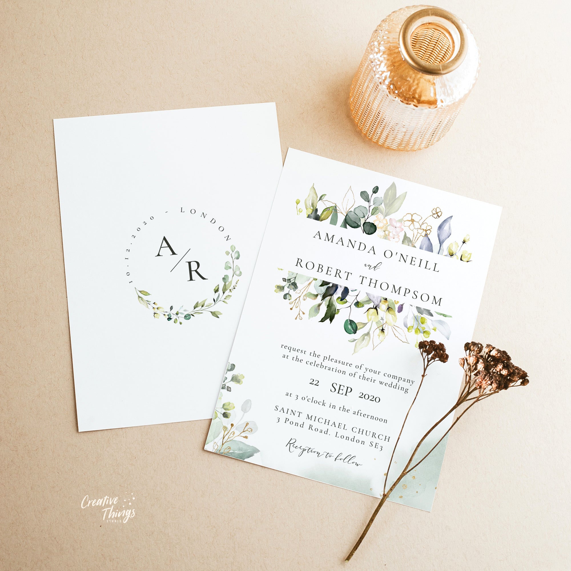 Flora | Rustic Wedding Invitation Printable