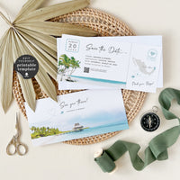 Mira | Tropical Save the Date Boarding Pass Template