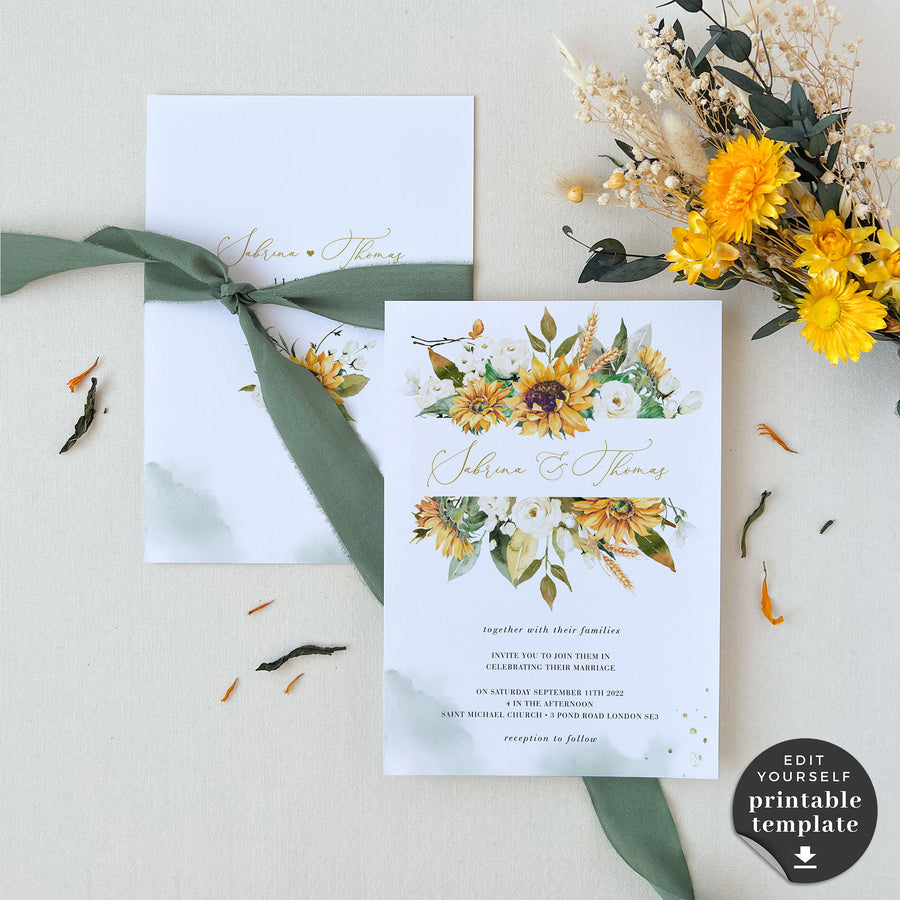 Marisol | Sunflowers Wedding Invitation Set Template