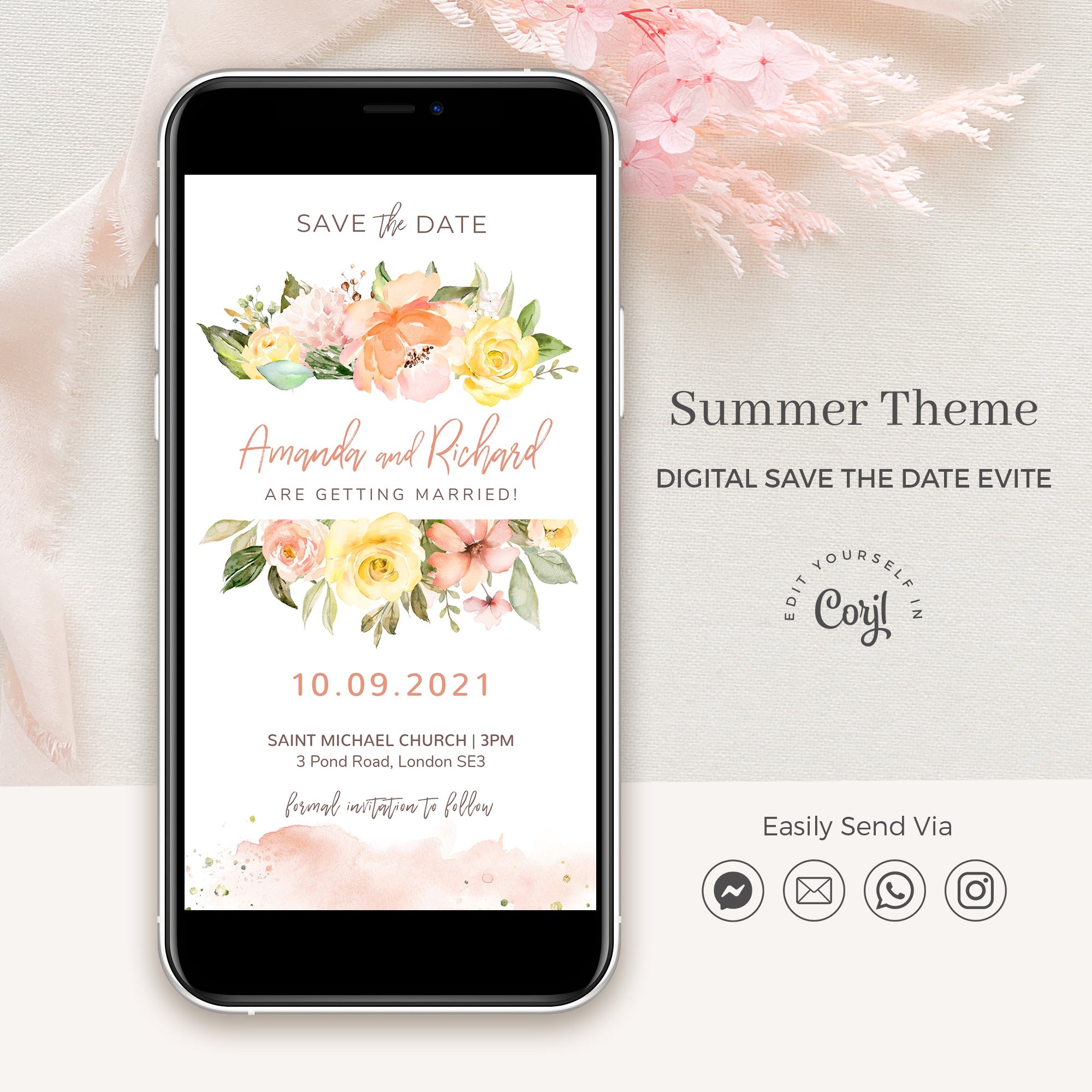 Summer Wedding Electronic Save the Date