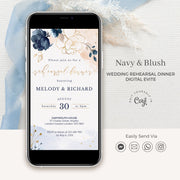 Antea | Blush Navy Rehearsal Dinner Digital Invitation