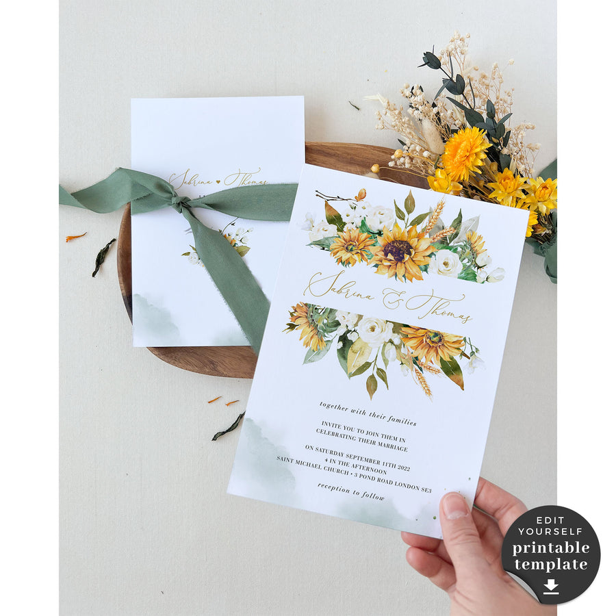 Marisol | Sunflower Wedding Invitation Template
