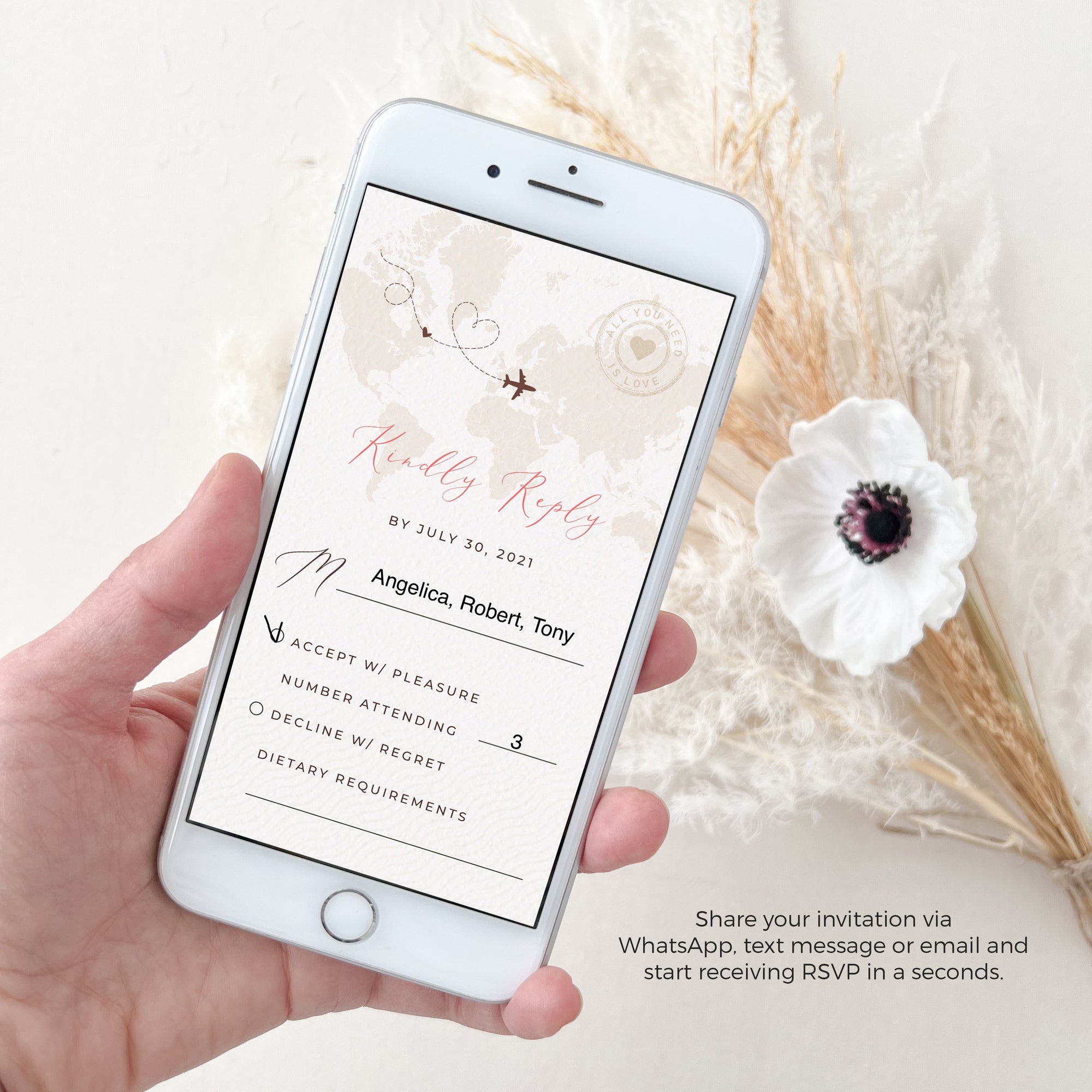 Sofia | World Map Destination Wedding Invitation Evite