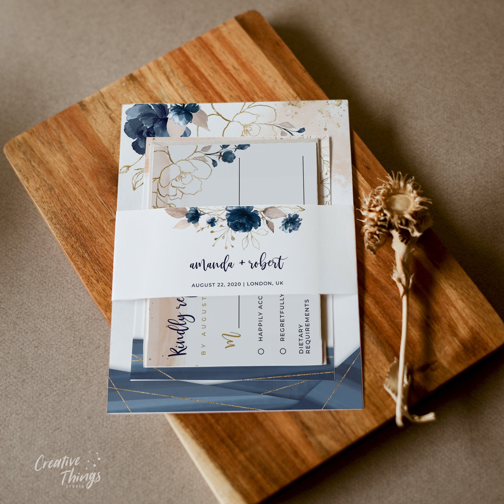 Antea | printable wedding invitations with RSVP