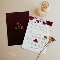 Rossella | Burgundy Wedding Invitation Printable
