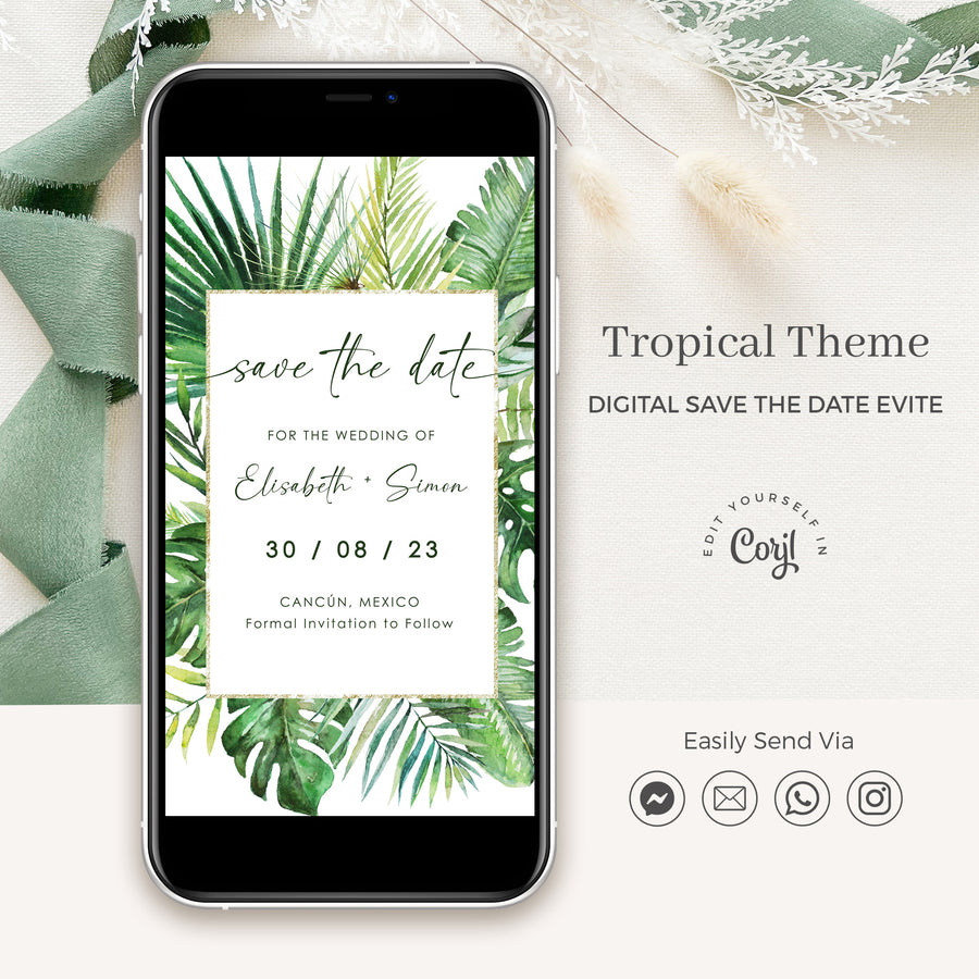 Tropical Theme Electronic Save the Date
