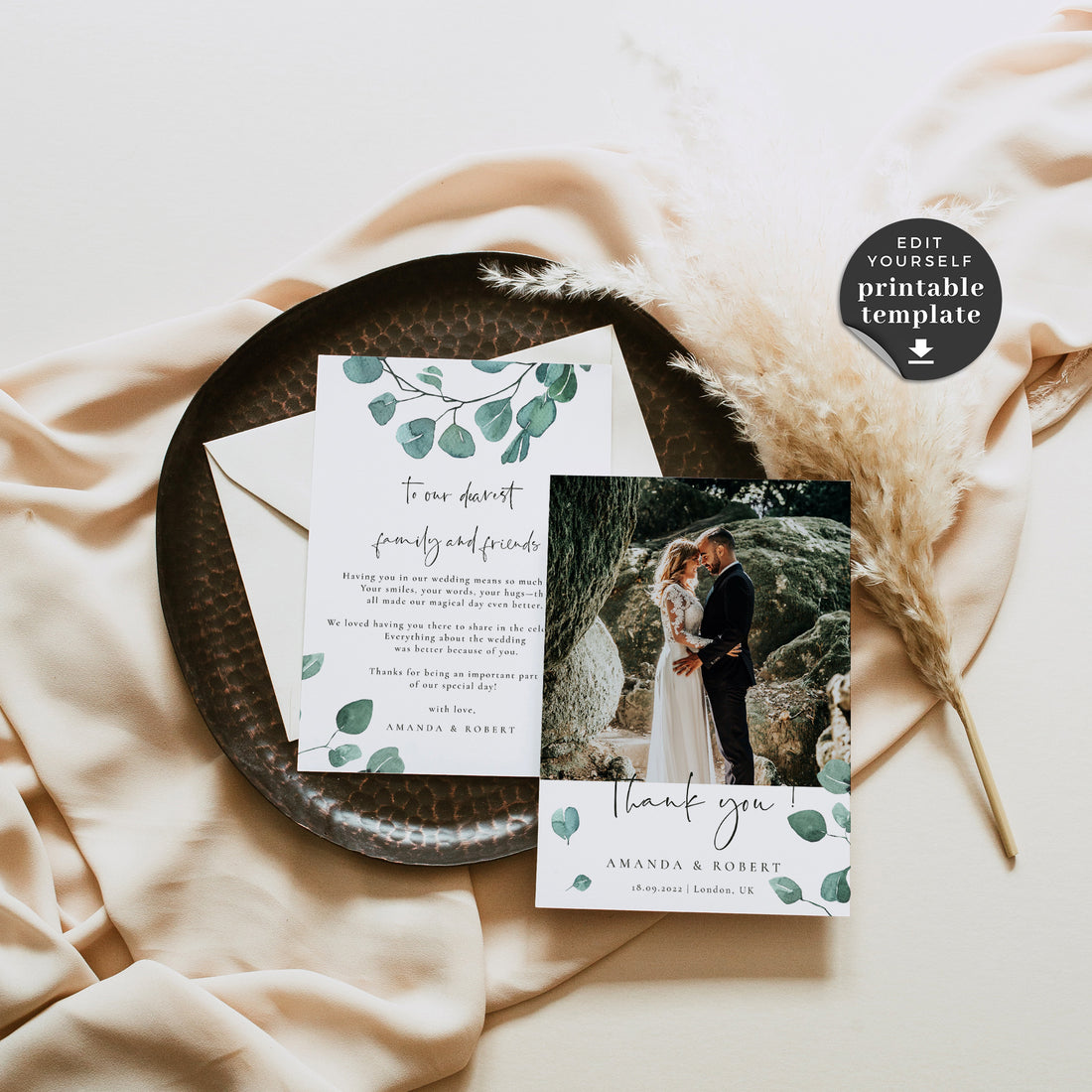 Luisa | Printable Wedding Thank You Card With Photo