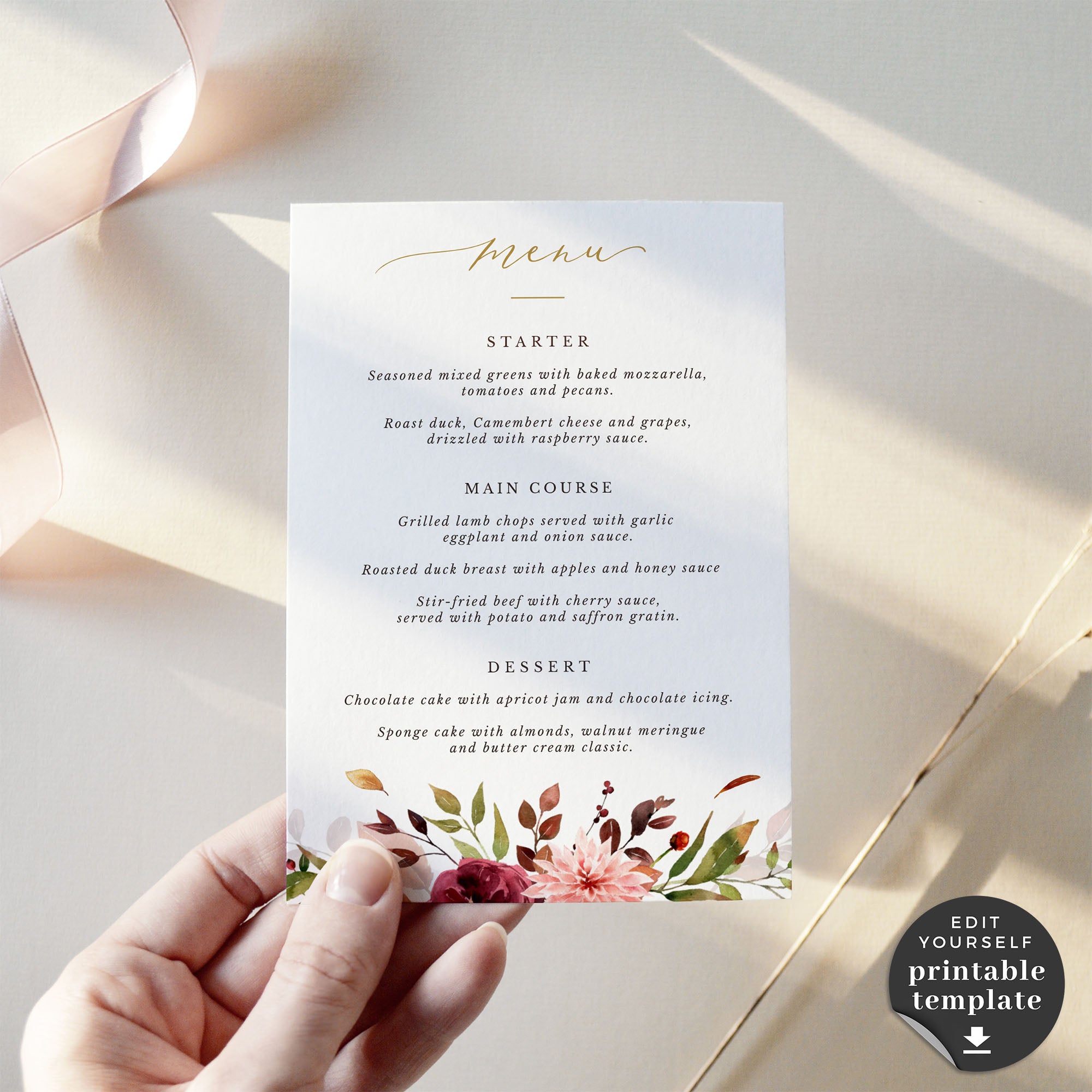 Ambra | Template for Wedding Menu