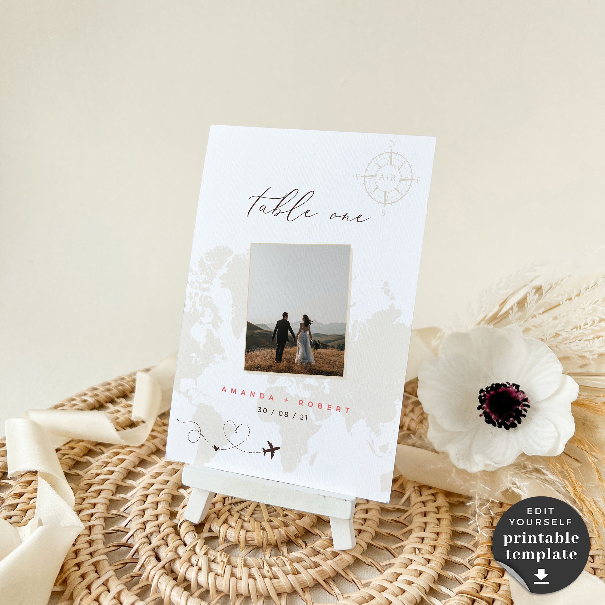 Sofia | World Map Table numbers Wedding Template