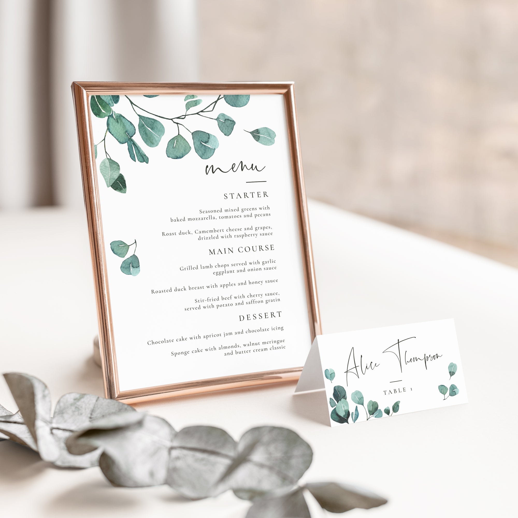 Luisa | Eucalyptus Wedding Table Place Cards Printable