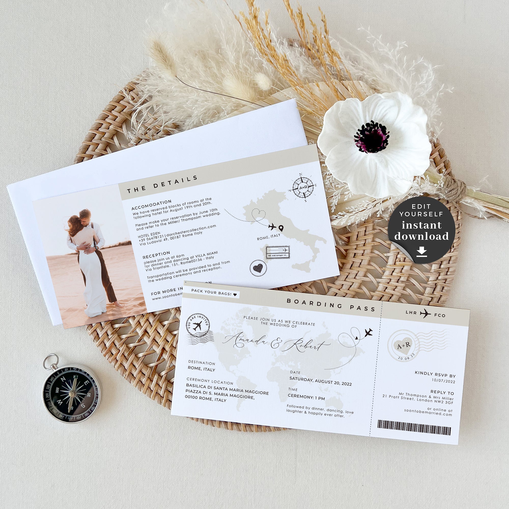 Sofia | Boarding Pass Ticket Wedding Invitation Template