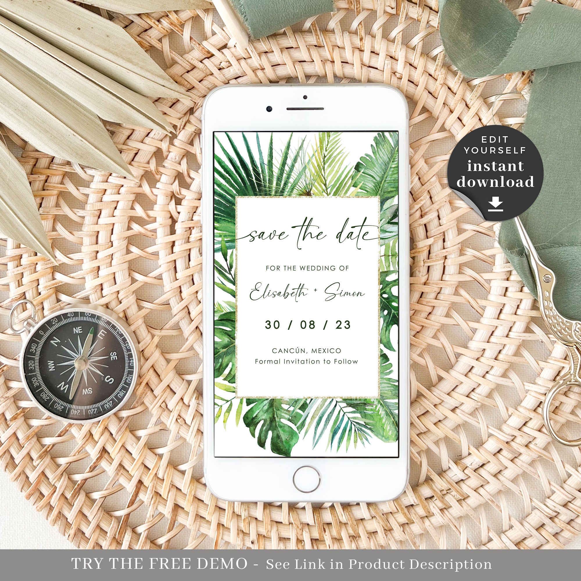 Tropical Theme Electronic Save the Date