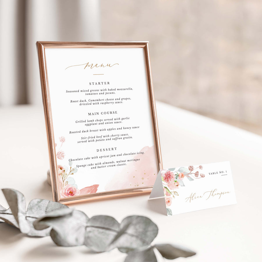 Fiorella | Romantic Wedding Name Place Cards Template