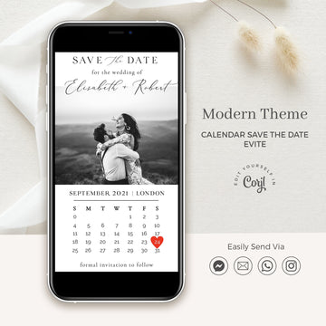 Modern Calendar Save the Date Digital Invitation