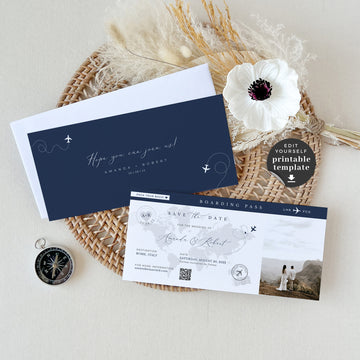 Sofia | Save The Date Boarding Pass Template