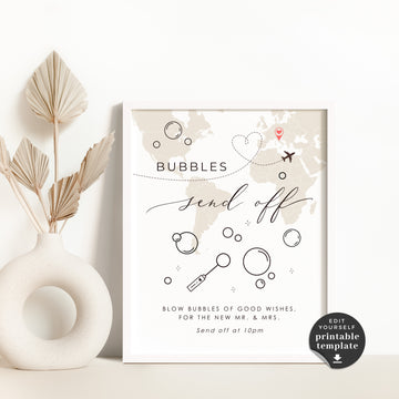 Sofia | Bubbles Send Off Wedding Sign Template