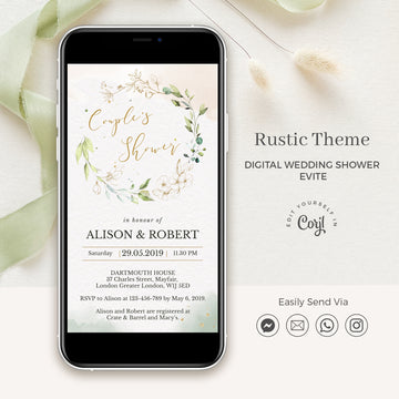 Flora | Rustic Couples Shower Electronic Invitations