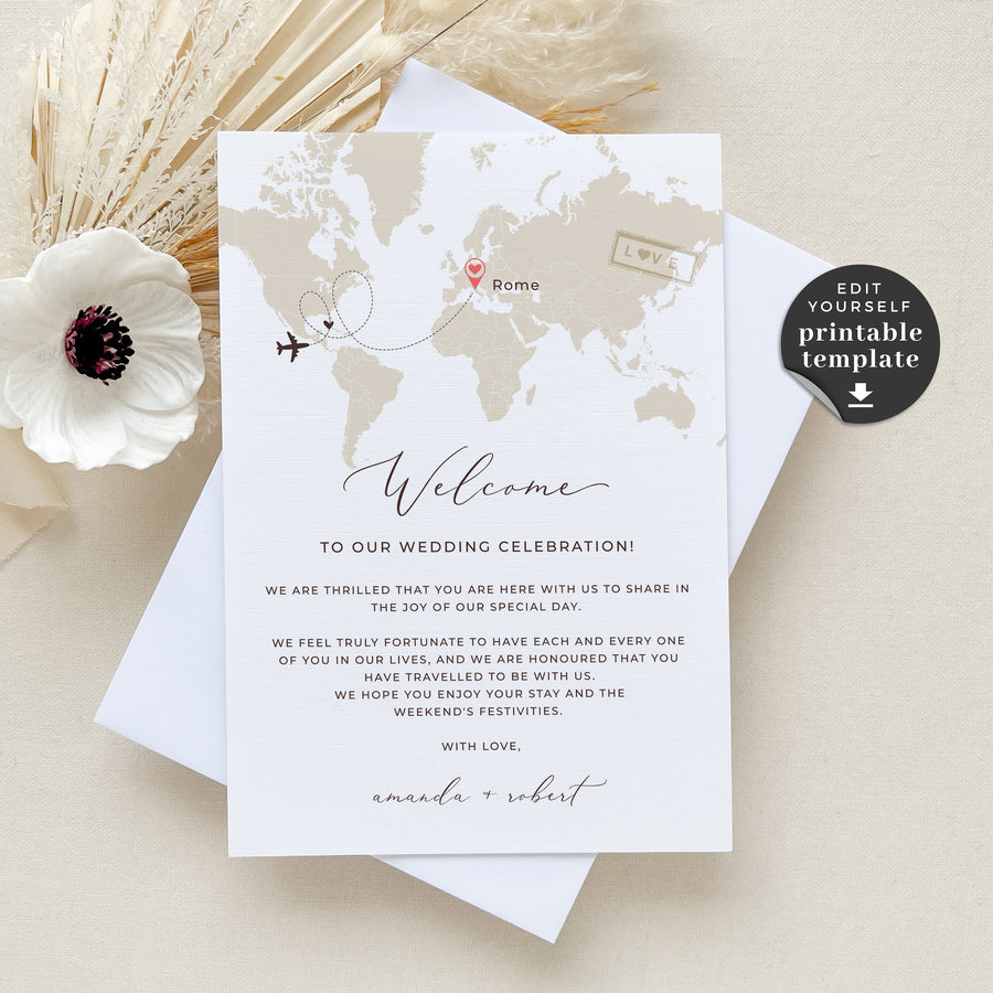 Sofia | Destination Wedding Welcome Letter And Itinerary Template