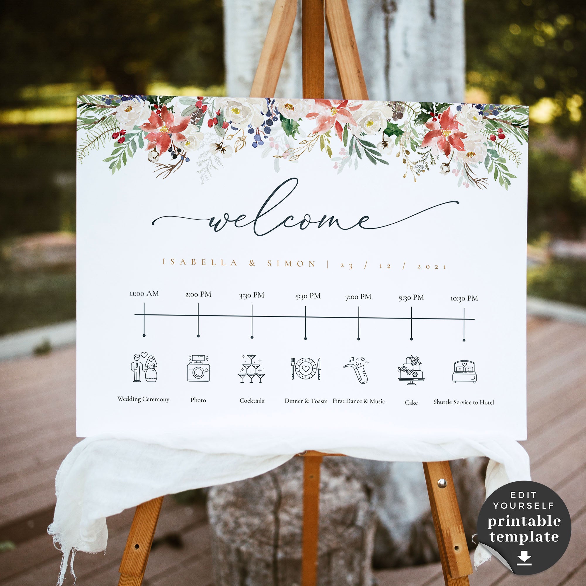 Natalia | Christmas Wedding Day Timeline Template