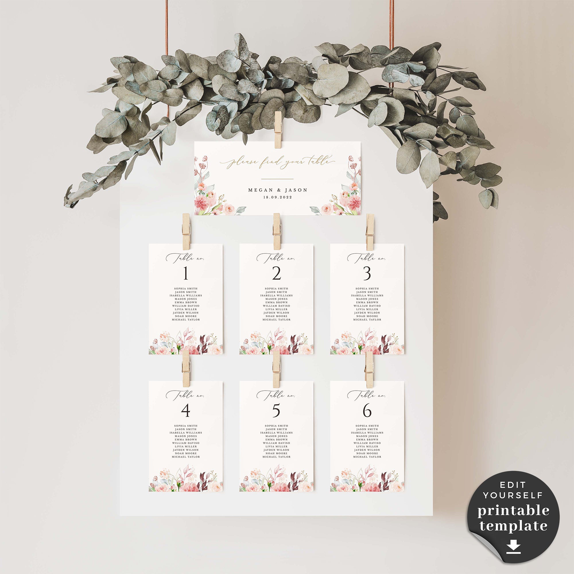 Fiorella | Printable Seating Chart Cards Wedding