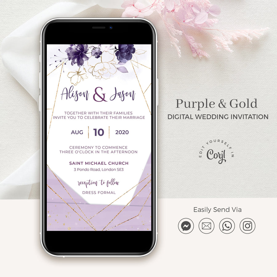 Violetta | Lilac Electronic Wedding Invitation