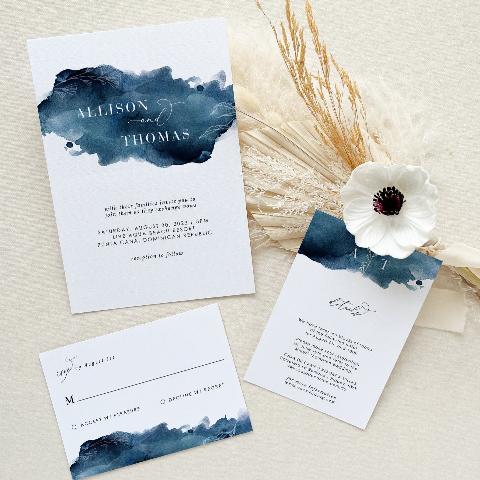 GRETA | Destination Beach Wedding Invitation with Rsvp Template