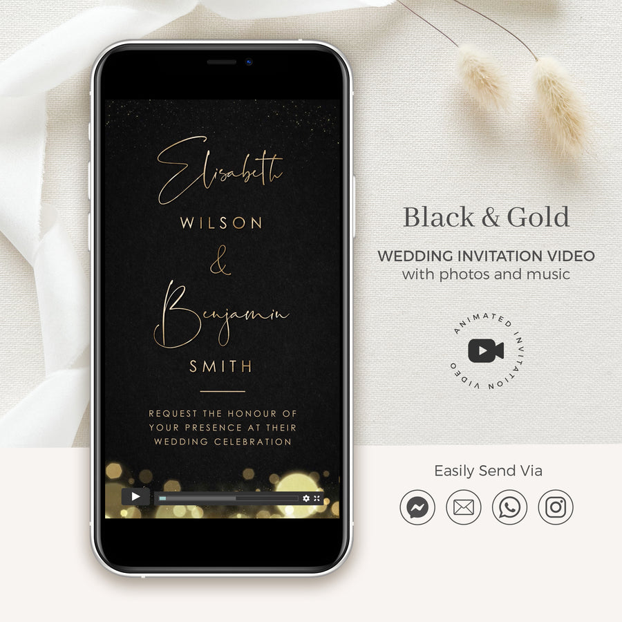 Anita | Black & Gold Wedding Invitation Video