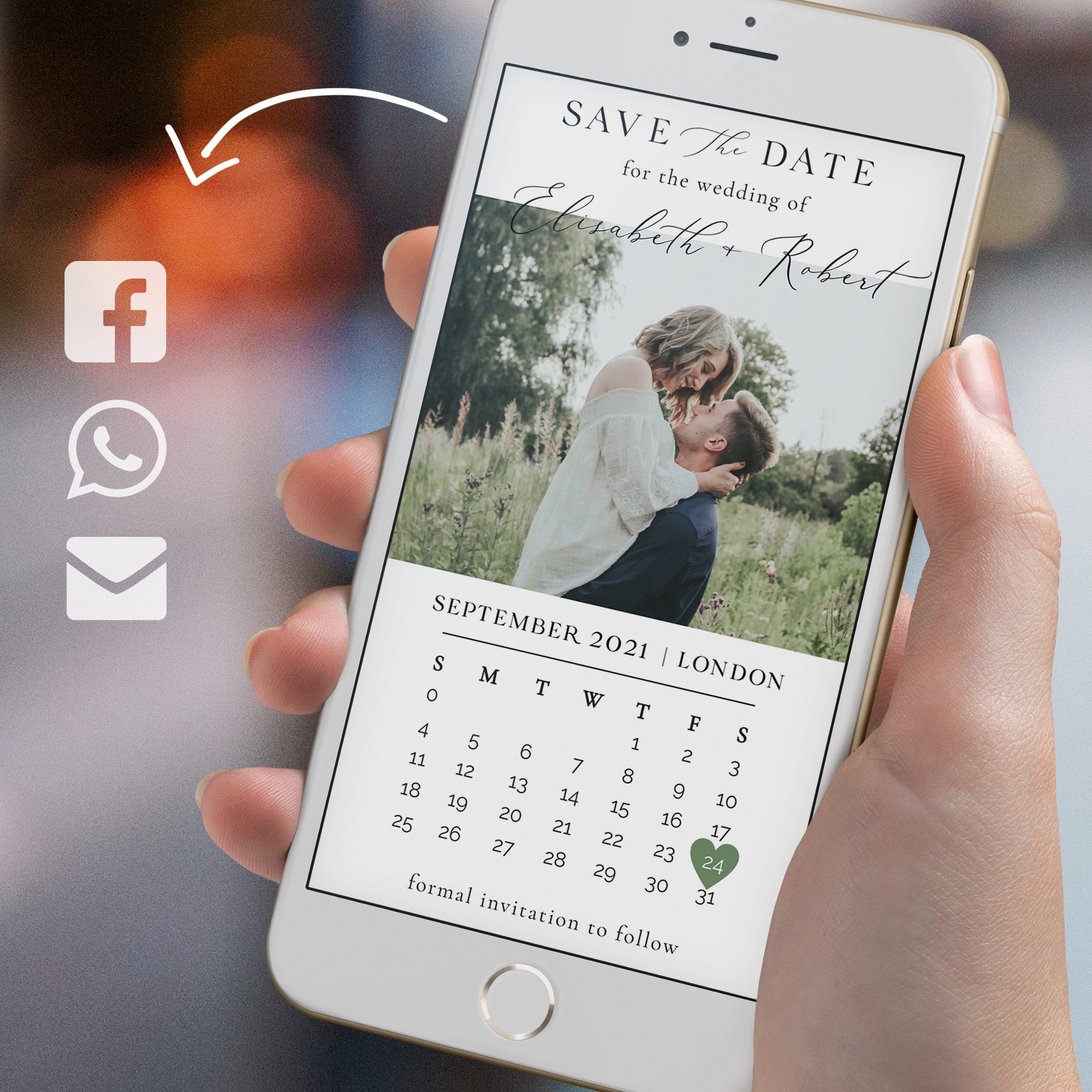 Modern Calendar Save the Date Digital Invitation