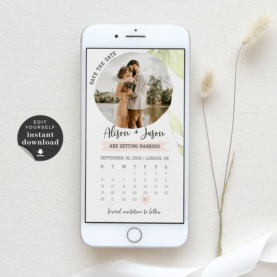 Flora | Calendar Save the Date with Photo Evite