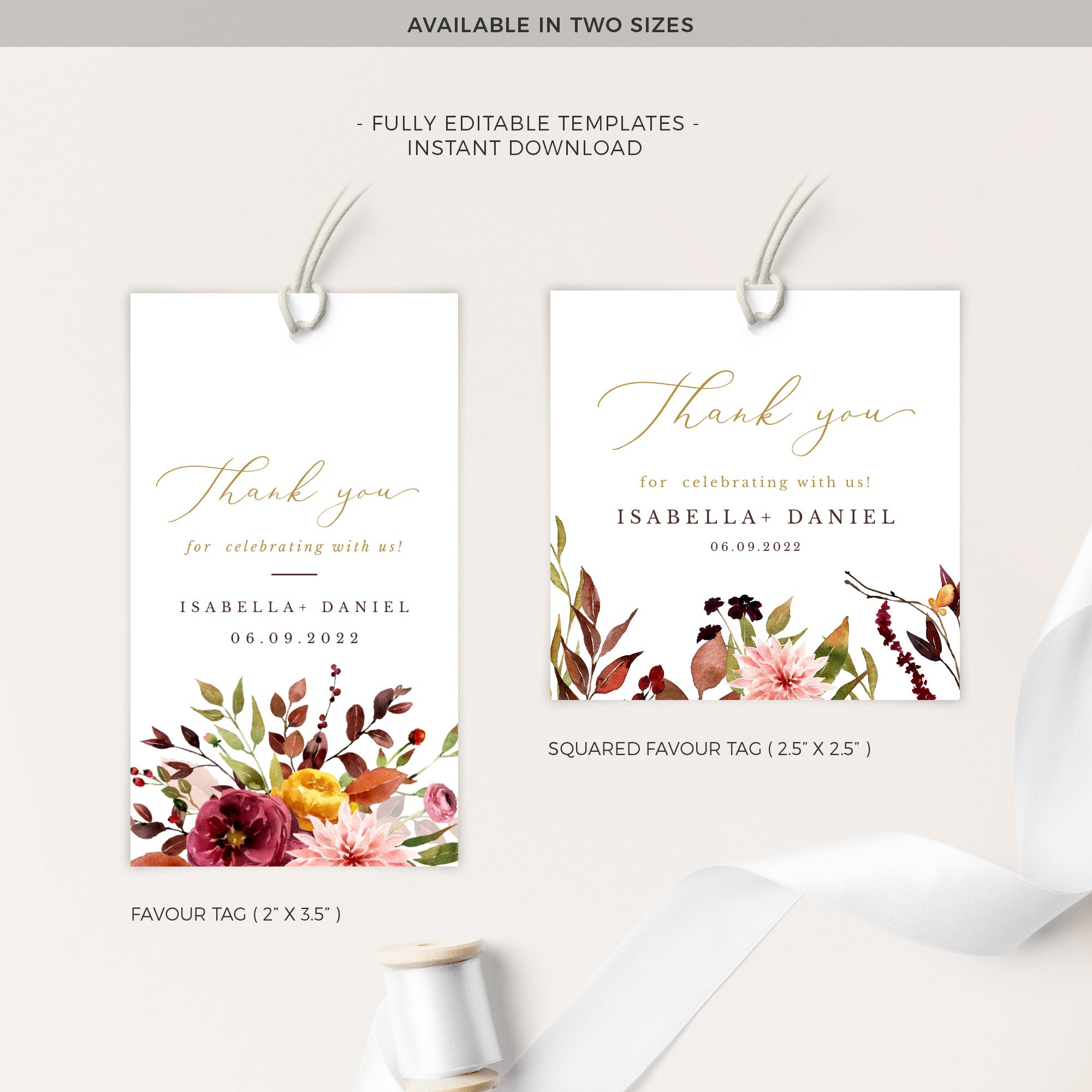 Ambra | Fall Wedding Printable Gift Tags