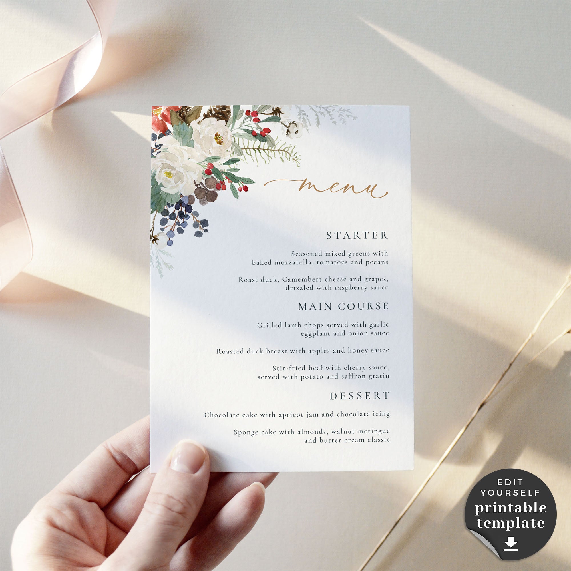 Natalia | Christmas Wedding Menu Template