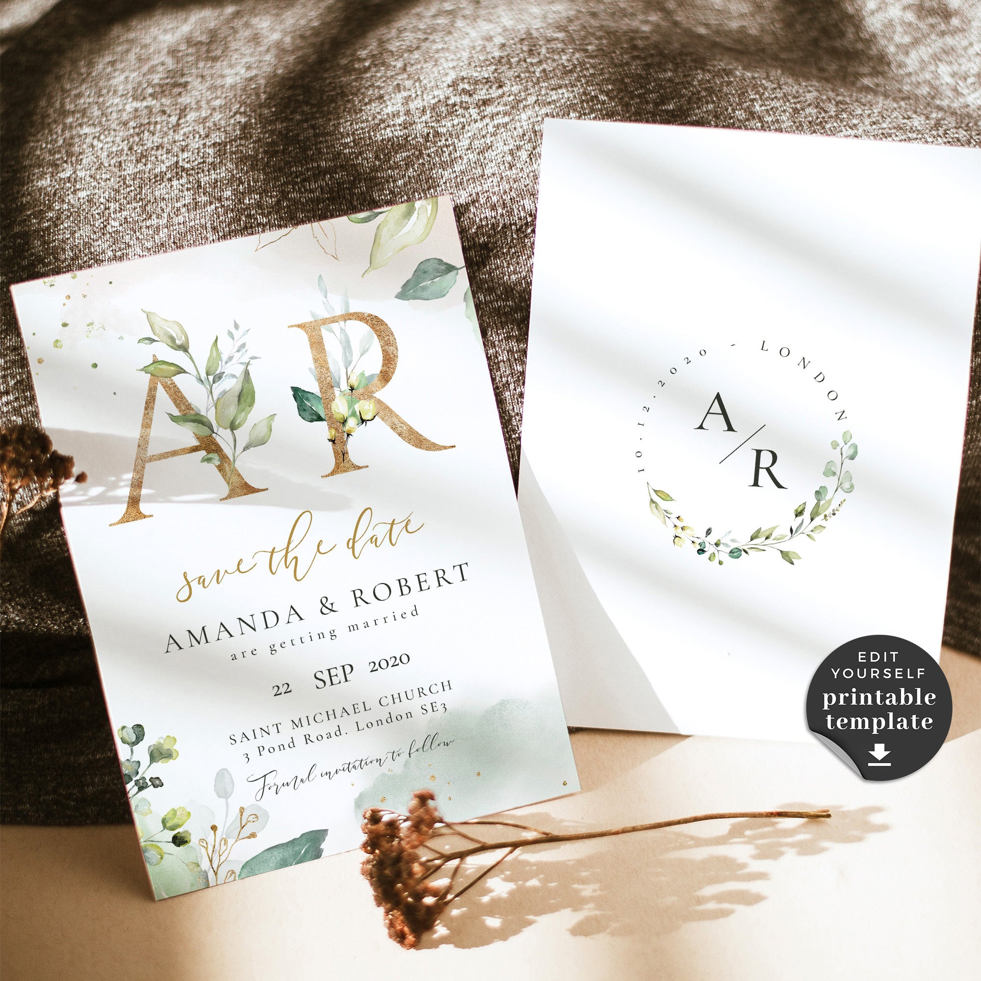 Flora | Rustic Save the Date Card Template