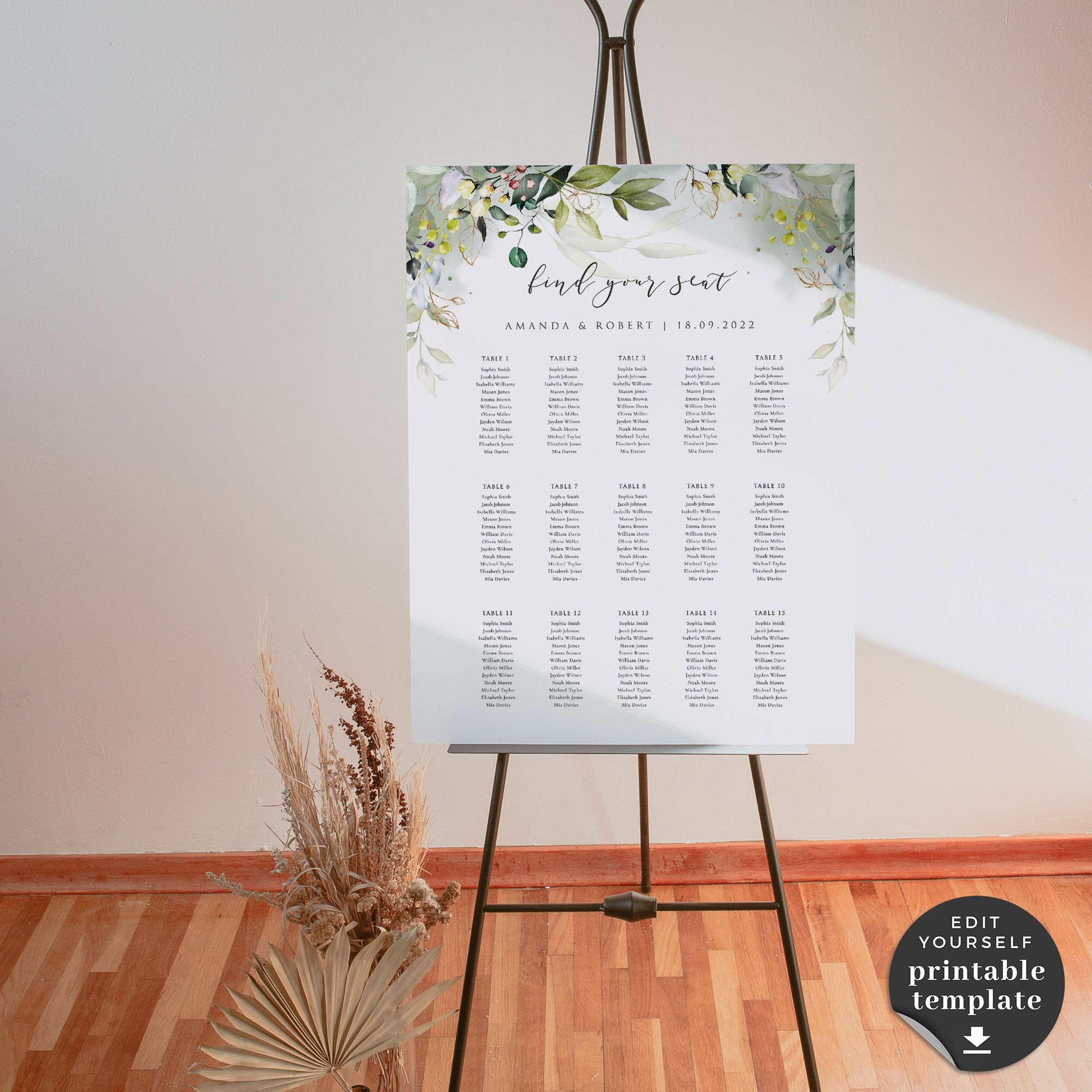 Flora | Printable Template for Seating Chart Wedding