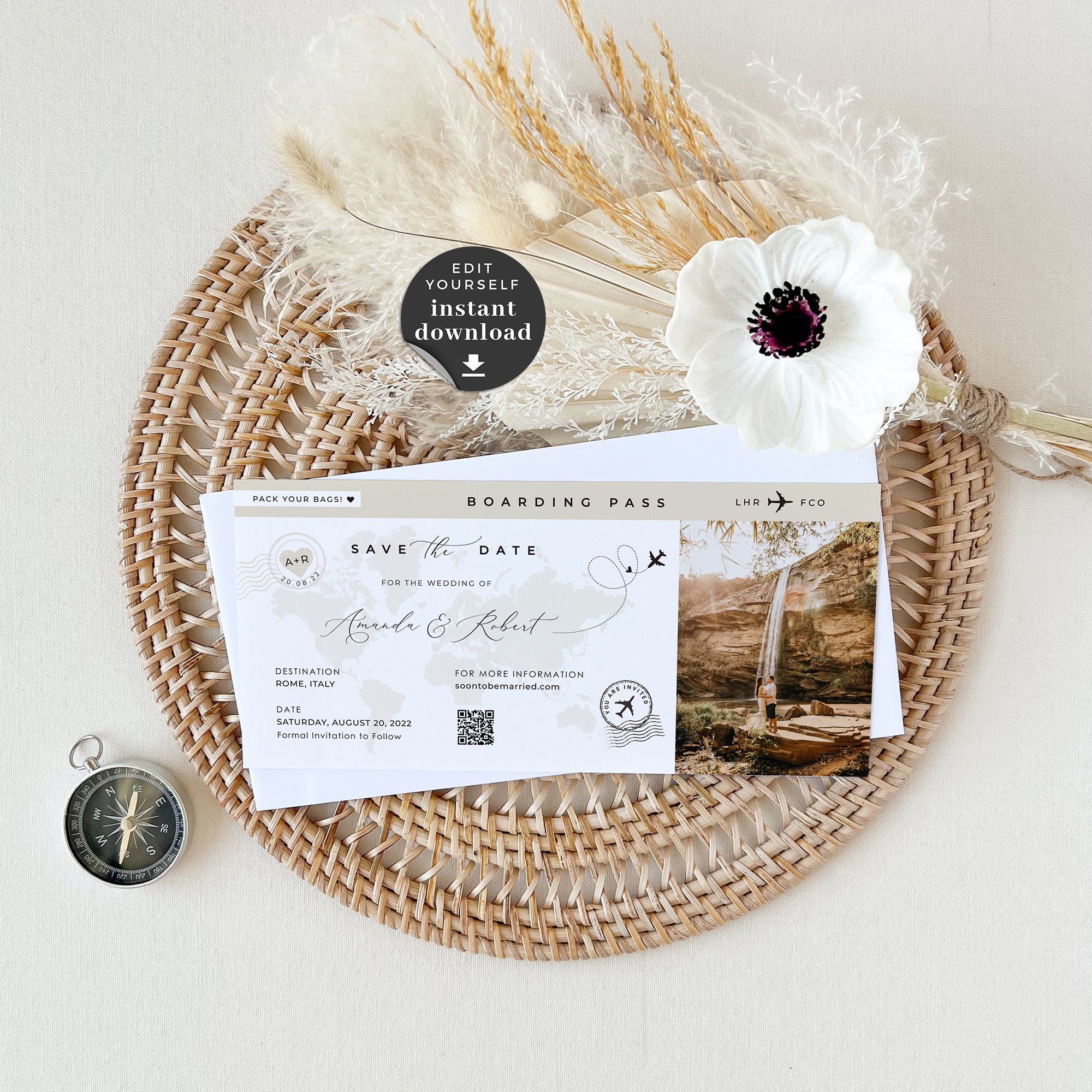 Sofia | Boarding Pass Save The Date Printable