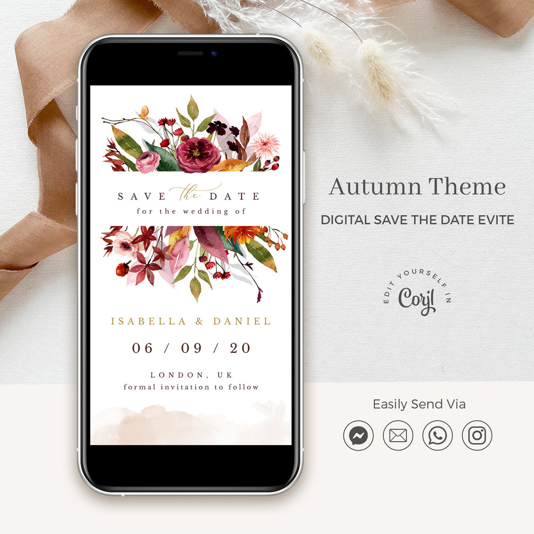 Ambra | Autumn Wedding Save the Date Evite