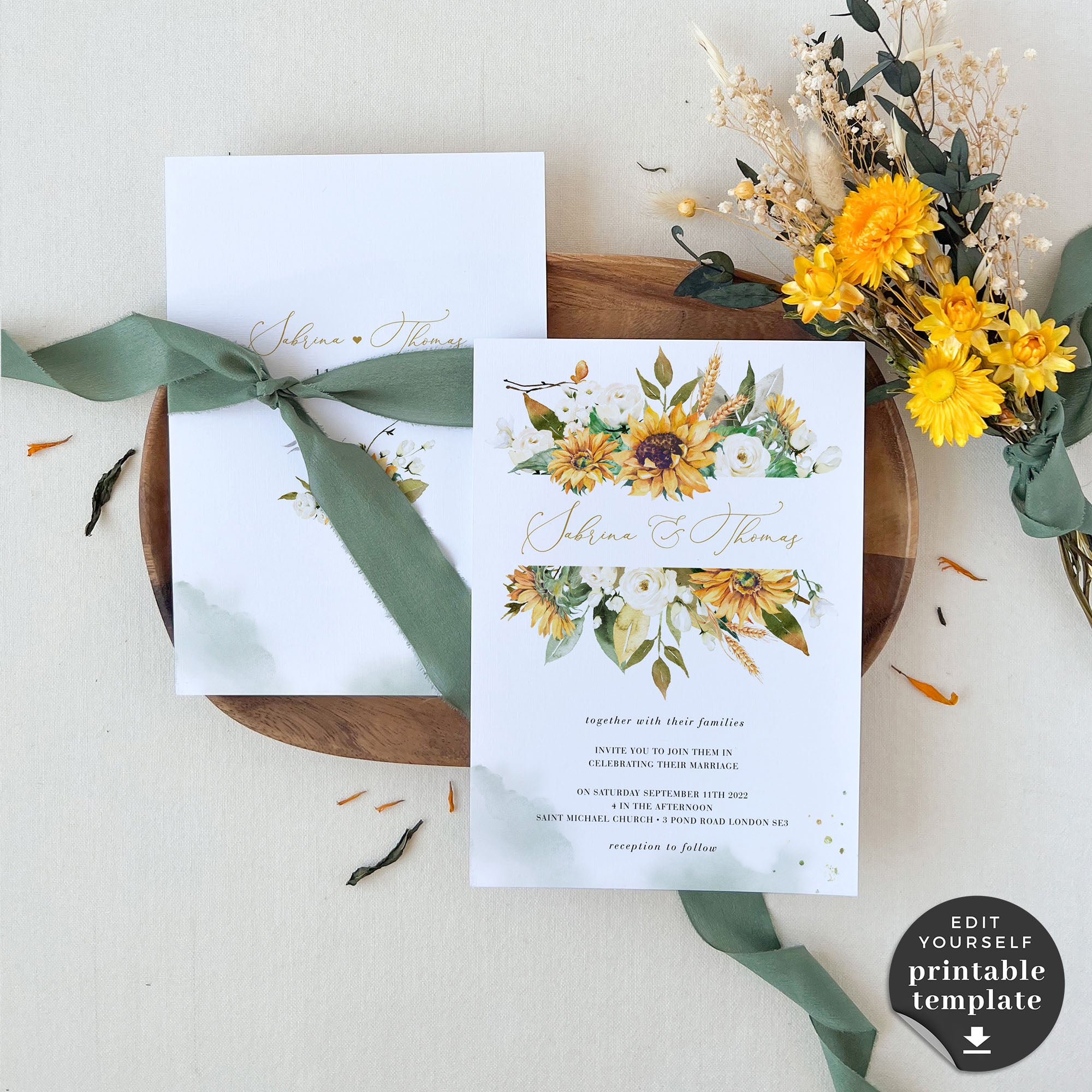 Marisol | Sunflower Wedding Invitation Template