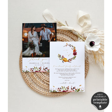 Ambra | Fall Wedding Thank You Cards Template
