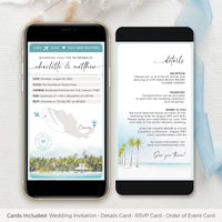 Mira | Boarding Pass Tropical Wedding Invitation Digital