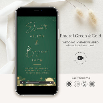 Anita | Emerald Green & Gold Wedding Invitation Video