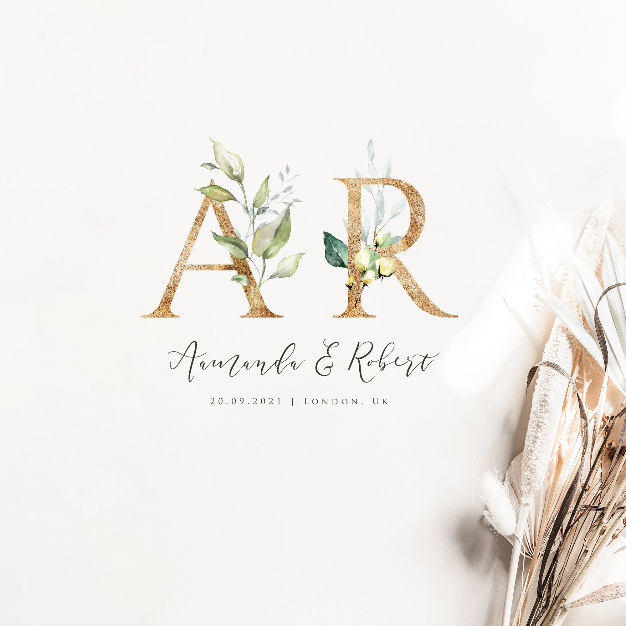 Flora | Rustic Wedding Logo Design Template