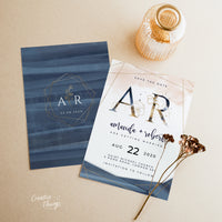 Antea | Blush Navy Save the Date Card Template