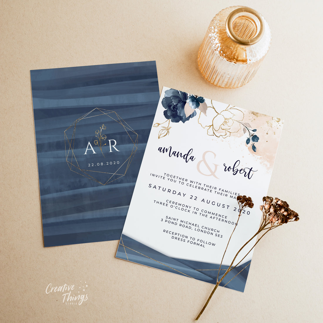 Antea | printable wedding invitation Template