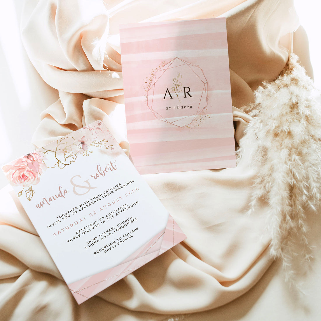 Aurora | Rose Gold wedding Invitation template