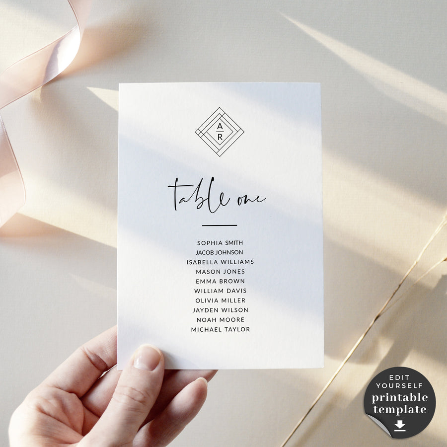 Giulia | Minimalist Wedding Table Seating Cards Template