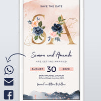 WhatsApp Wedding Invitation Save the Date with Monogram