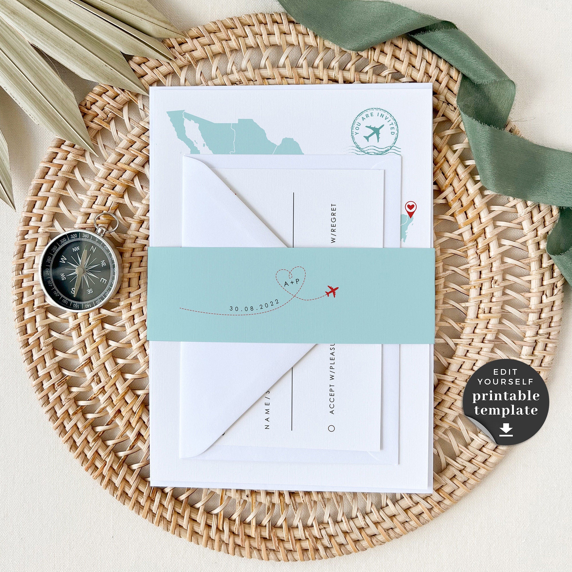 Mexico Destination Wedding Invitation Suite Template