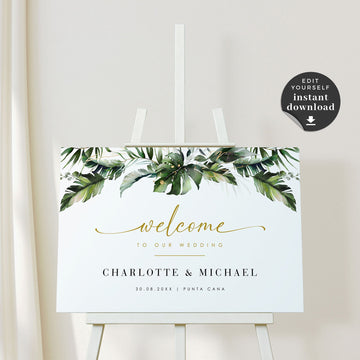 Tropical Welcome Wedding Sign Template