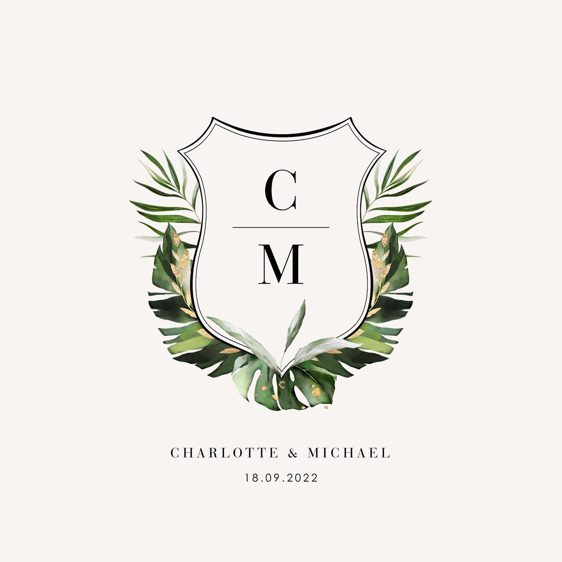 MN Initial Wedding Monogram Logo Crest, Wedding Logo Design