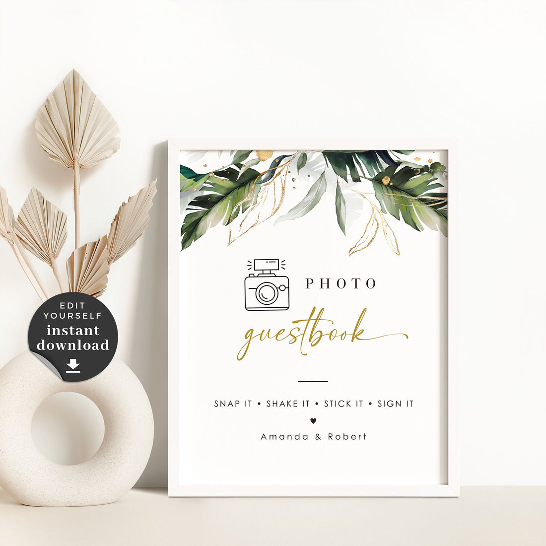 Tropical Photo Guest Book Sign Printable Template